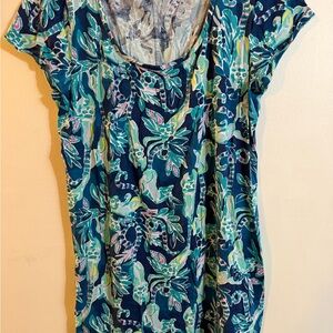 Lilly Pulitzer Blue and Green Midi Dress
